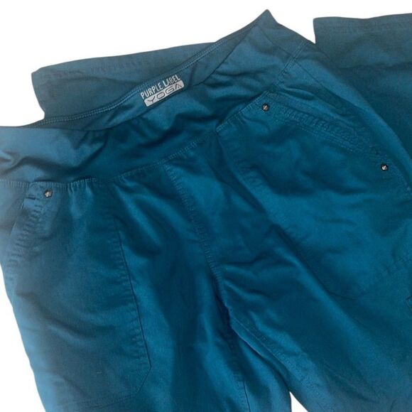 Purple Label Yoga Healing Hands Scrub Pull On Stretch Waist Pants Size Small - Picture 1 of 13
